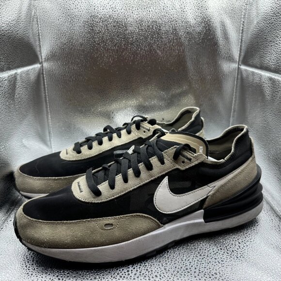 Size 13 - Nike Waffle One Black Khaki Mens Low Top Platform Sneakers‎ DA7995-002 - Picture 5 of 10